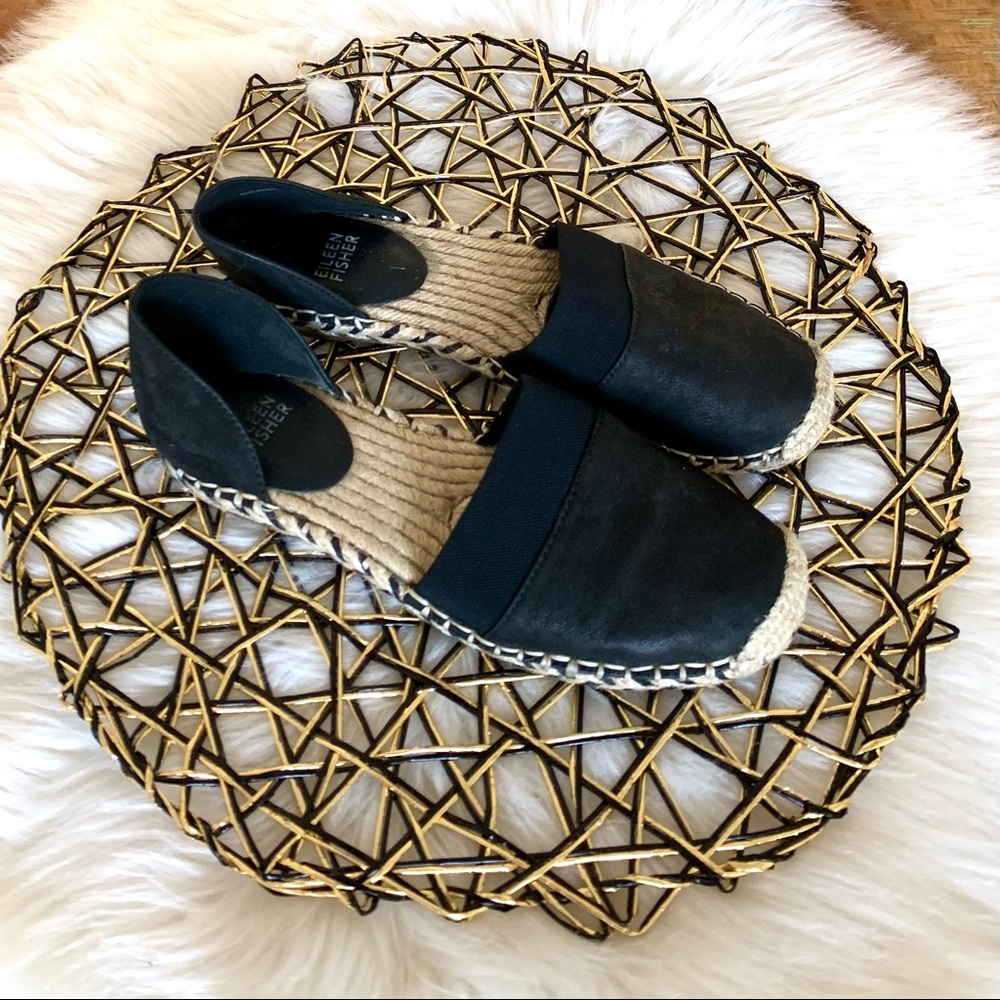 Eileen Fisher tumbled nubuck espadrilles Size 6